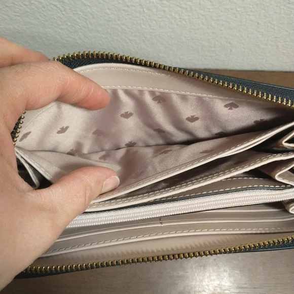 Kate Spade New York Laurel Way Neda Saffiano Leather Zip Around Wallet Tan - Picture 8 of 13